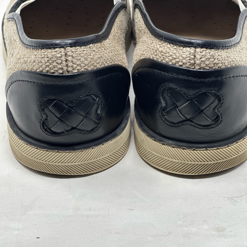 Bottega Veneta Beige/Black Jute and Leather Slip On Sneakers Size 37.5 - Picture 4 of 10